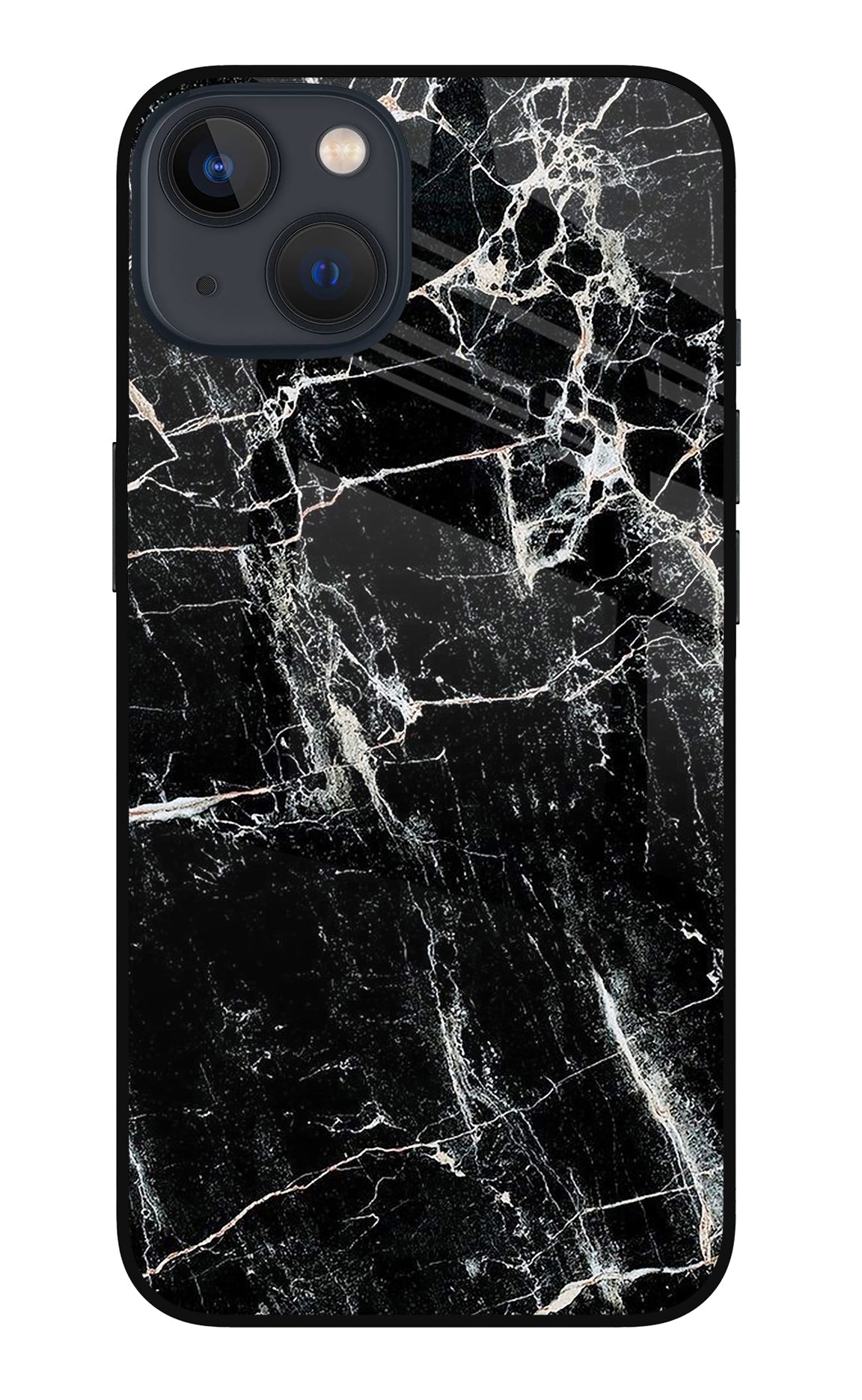 Black Marble Texture iPhone 13 Glass Case