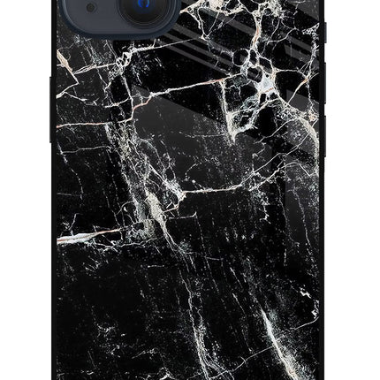 Black Marble Texture iPhone 13 Glass Case Back Cover by Casekaro