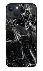Black Marble Texture iPhone 13 Glass Case Back Cover by Casekaro