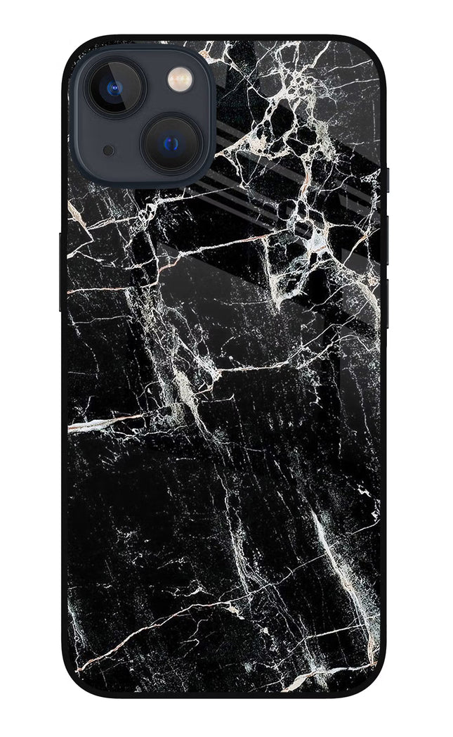 Black Marble Texture iPhone 13 Glass Case Back Cover by Casekaro