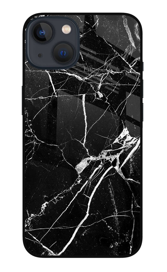 Black Marble Pattern iPhone 13 Glass Case