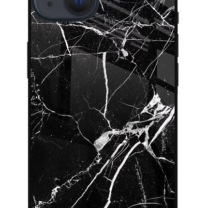 Black Marble Pattern iPhone 13 Glass Case