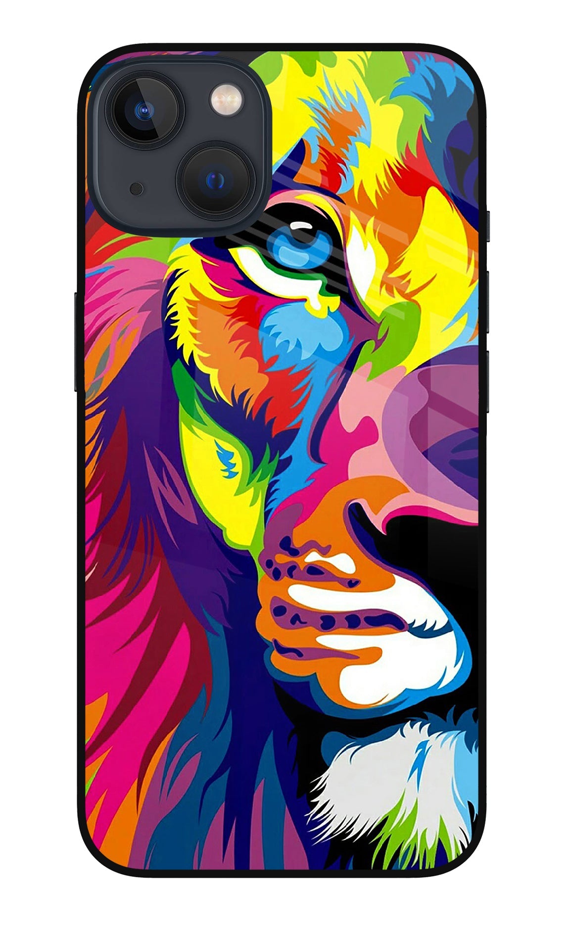 Lion Half Face iPhone 13 Glass Case