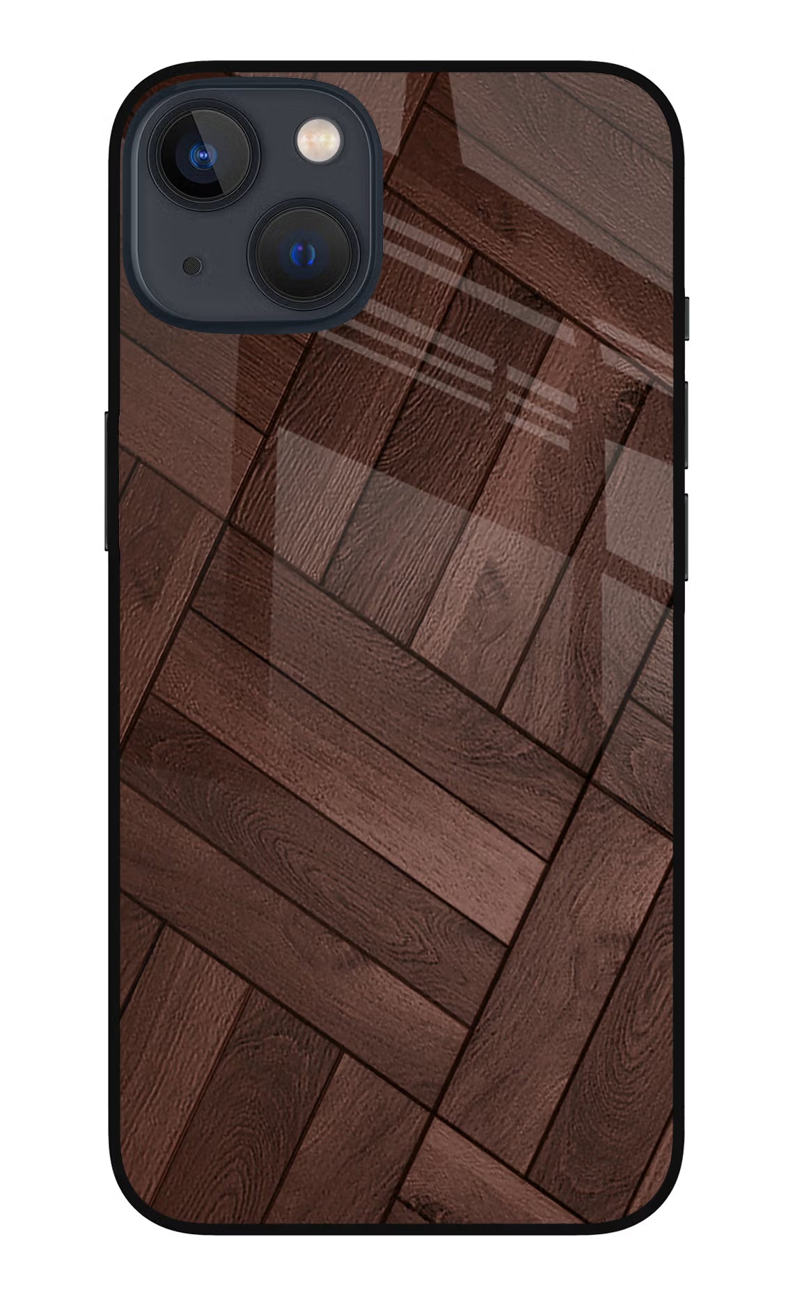 Wooden Texture Design iPhone 13 Glass Case Back Cover by Casekaro