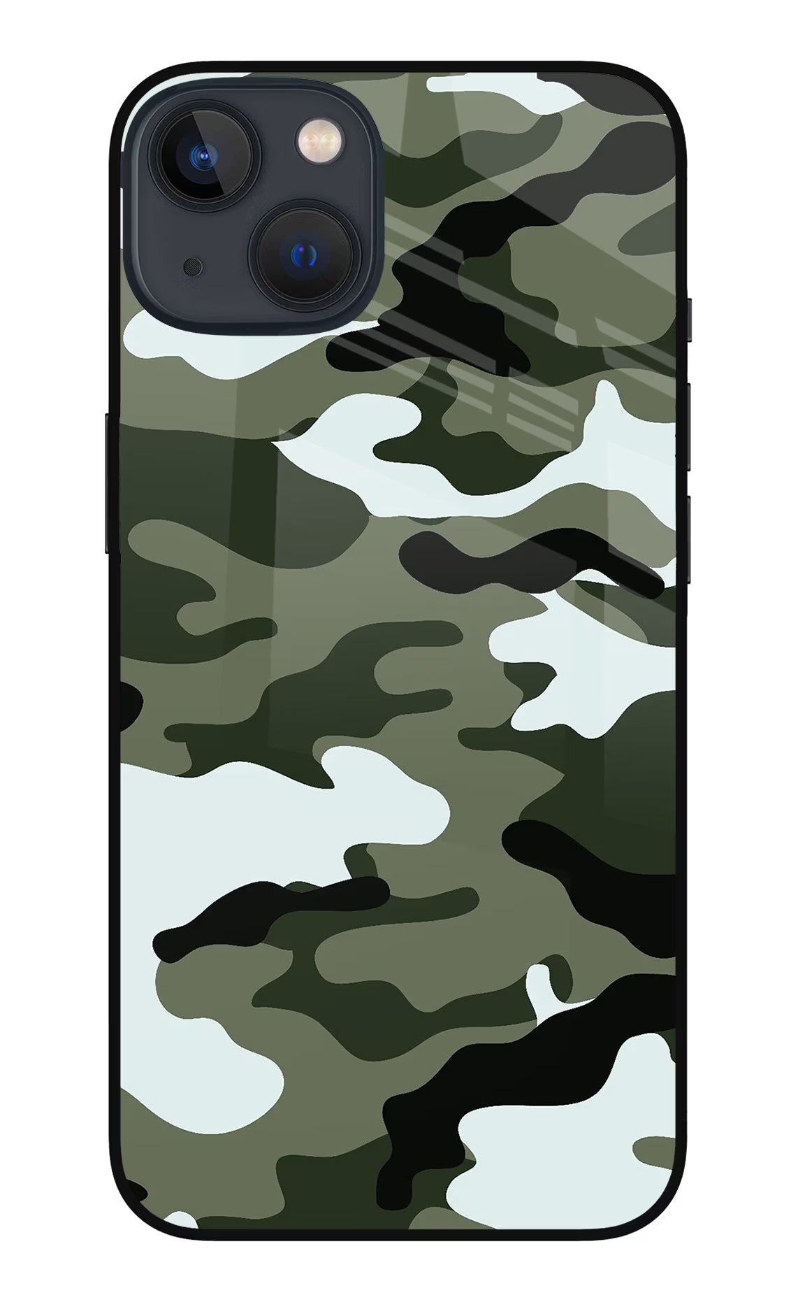 Camouflage iPhone 13 Glass Case Back Cover by Casekaro