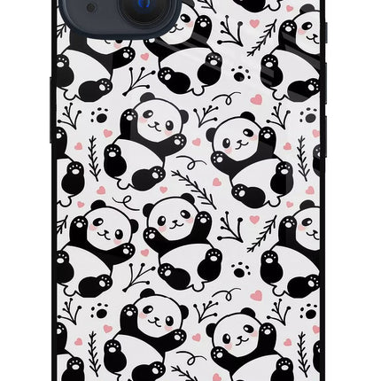 Cute Panda iPhone 13 Glass Case Back Cover by Casekaro