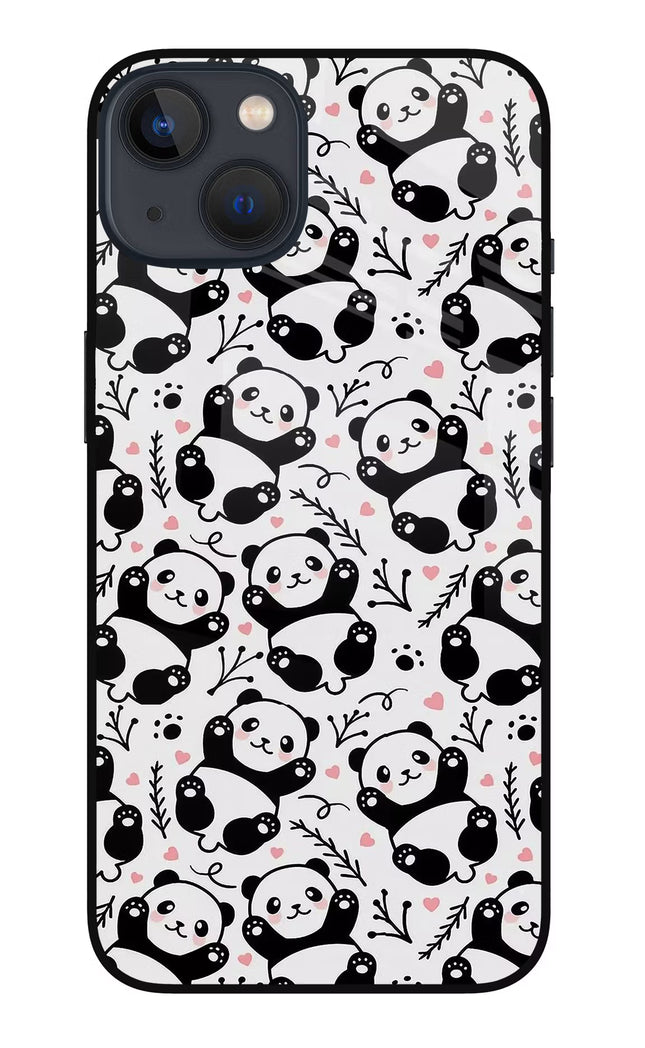 Cute Panda iPhone 13 Glass Case Back Cover by Casekaro