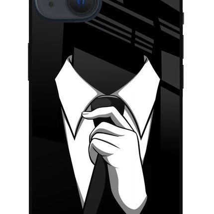 Black Tie iPhone 13 Glass Case Back Cover by Casekaro