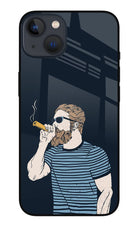 Smoking iPhone 13 Glass Case Back Cover by Casekaro