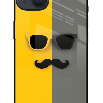 Sunglasses with Mustache iPhone 13 Glass Case Back Cover by Casekaro