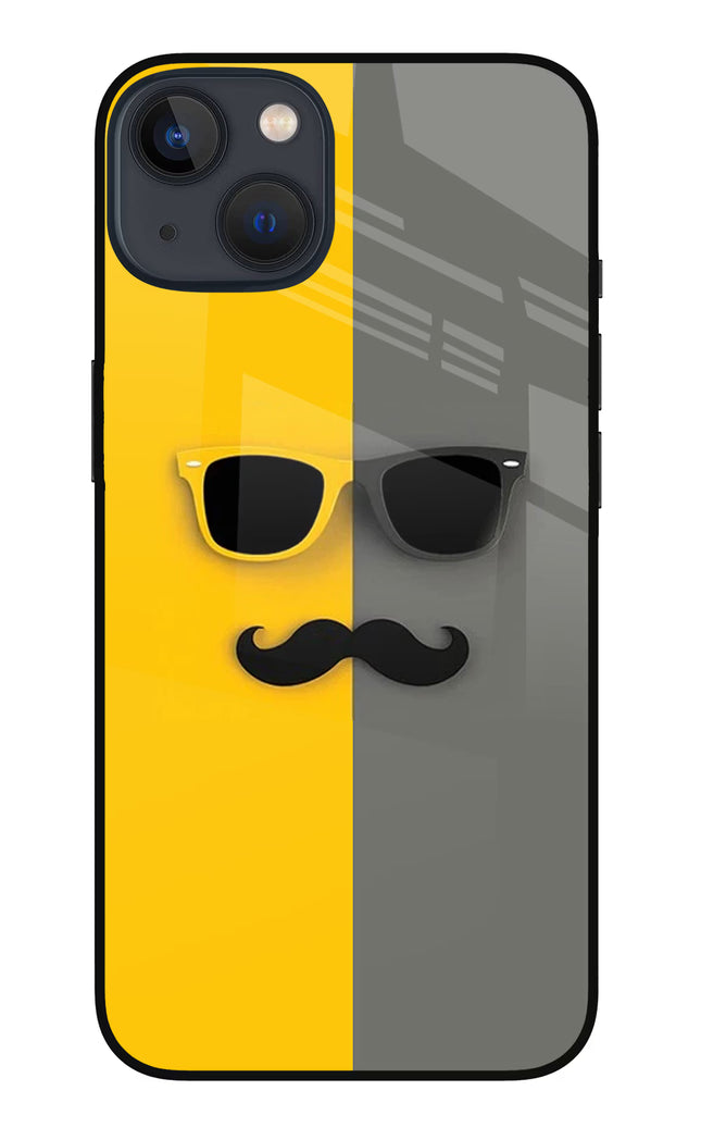 Sunglasses with Mustache iPhone 13 Glass Case Back Cover by Casekaro