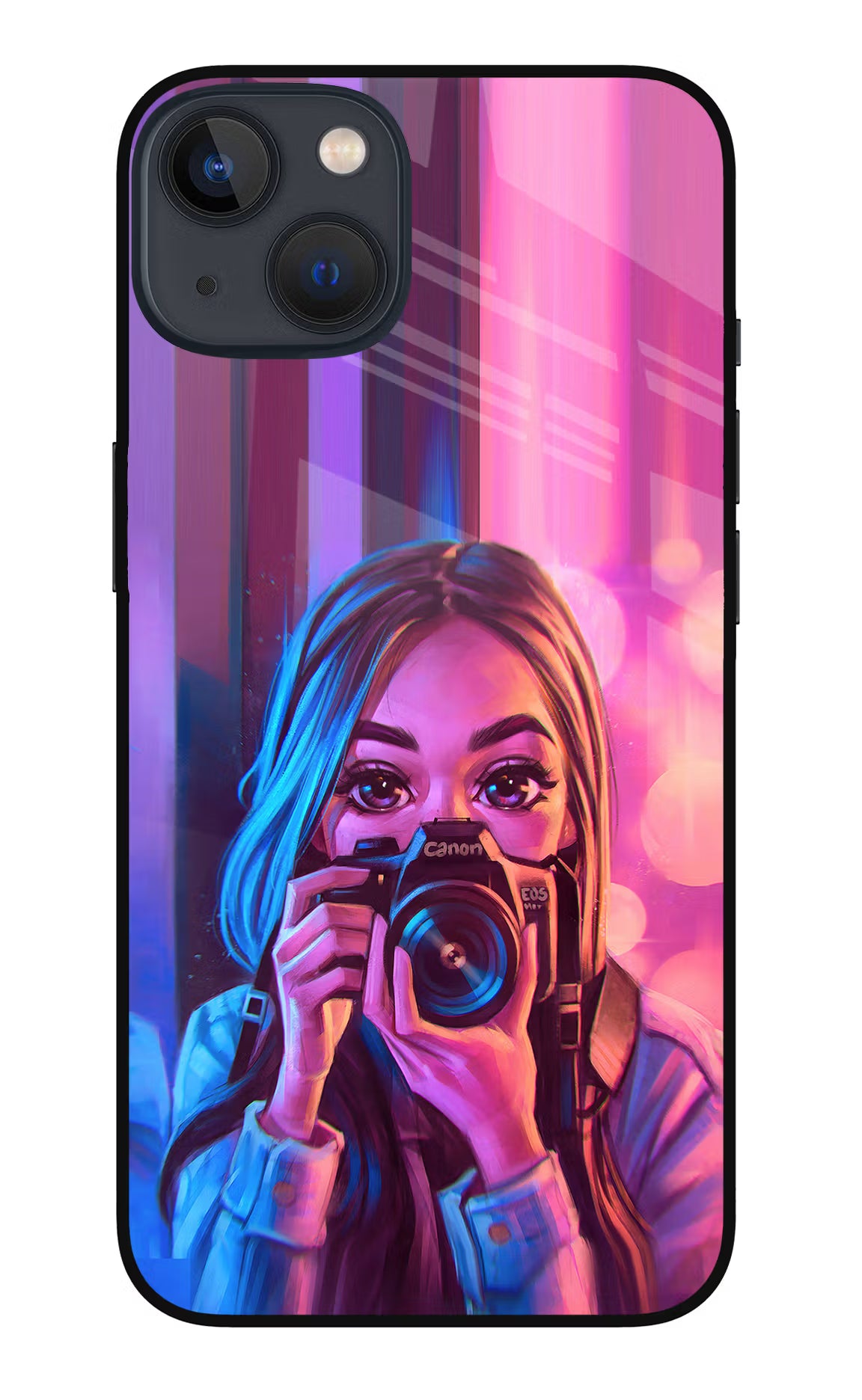 Girl Photographer iPhone 13 Glass Case Back Cover by Casekaro