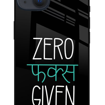Zero Fucks Given iPhone 13 Glass Case Back Cover by Casekaro