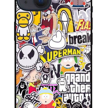 Sticker Bomb iPhone 13 Glass Case Back Cover by Casekaro