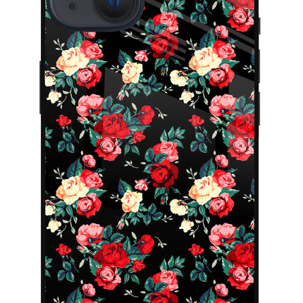Rose Pattern iPhone 13 Glass Case Back Cover by Casekaro