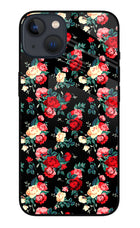 Rose Pattern iPhone 13 Glass Case Back Cover by Casekaro