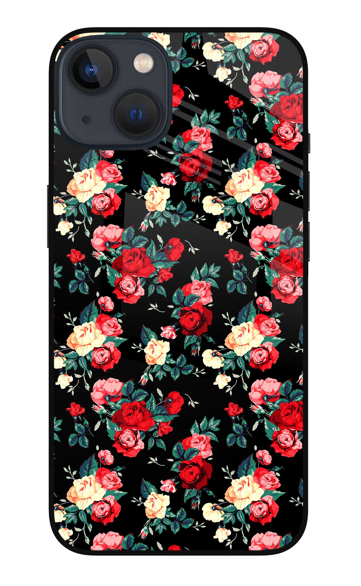 Rose Pattern iPhone 13 Glass Case Back Cover by Casekaro