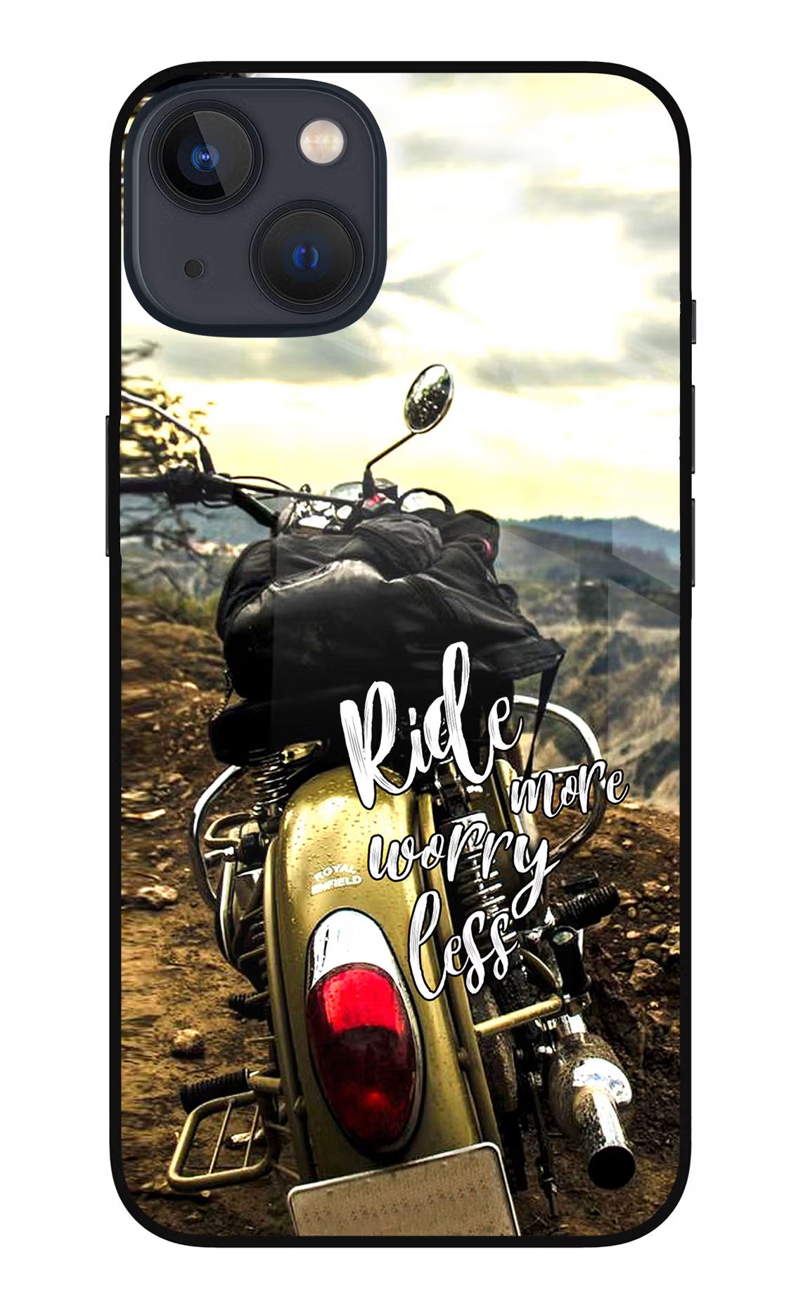 Ride More Worry Less iPhone 13 Glass Case Back Cover by Casekaro