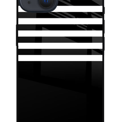Black and White Print iPhone 13 Glass Case Back Cover by Casekaro