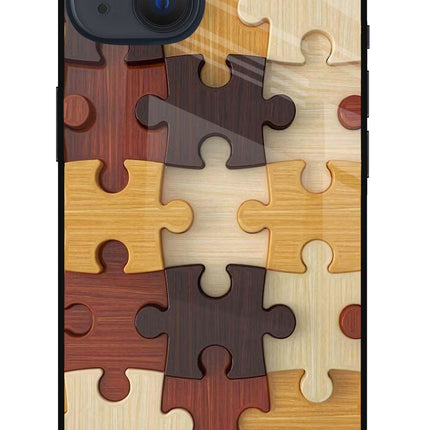 Wooden Puzzle iPhone 13 Glass Case Back Cover by Casekaro