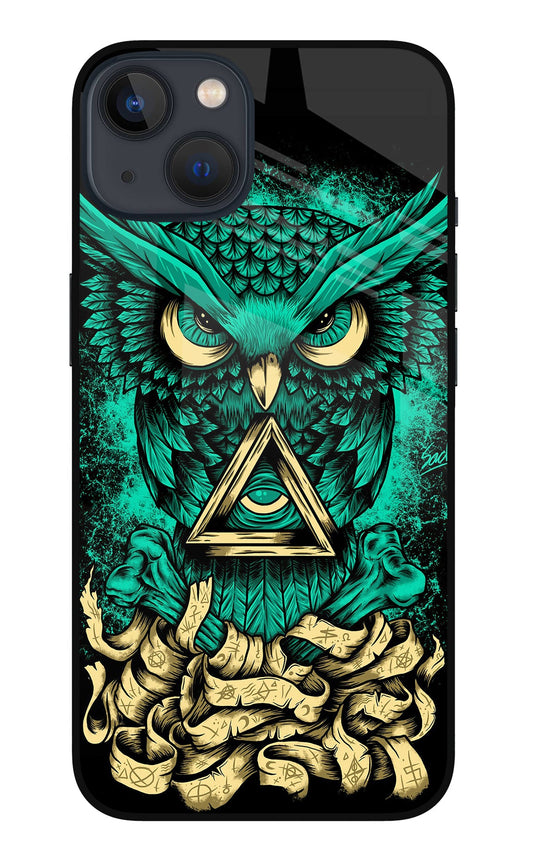 Green Owl iPhone 13 Glass Case