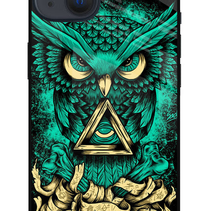 Green Owl iPhone 13 Glass Case