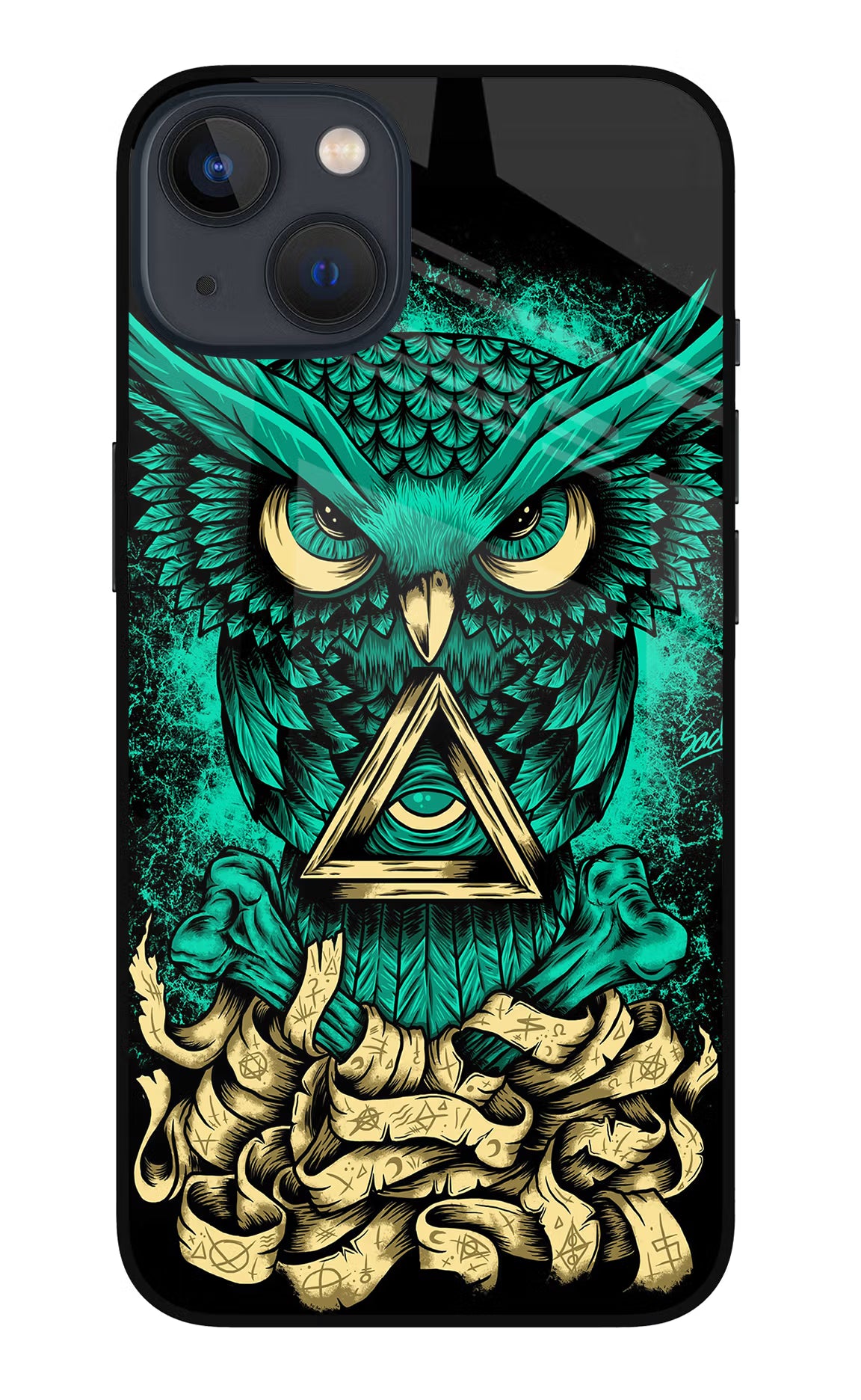 Green Owl iPhone 13 Glass Case