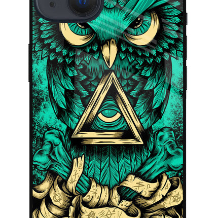 Green Owl iPhone 13 Glass Case