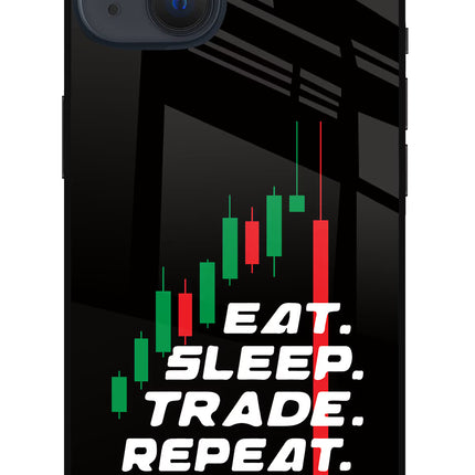 Eat Sleep Trade Repeat iPhone 13 Glass Case