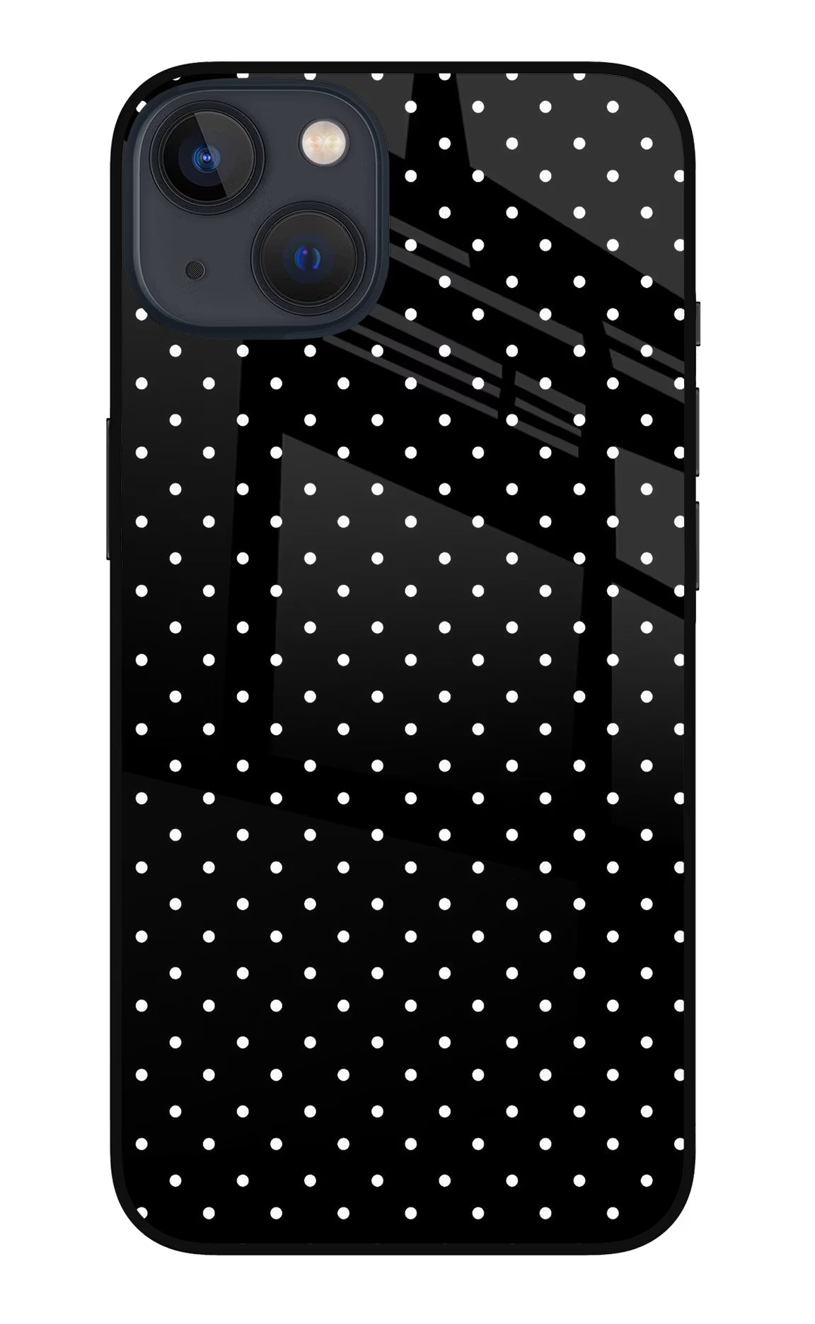White Dots iPhone 13 Glass Case Back Cover by Casekaro