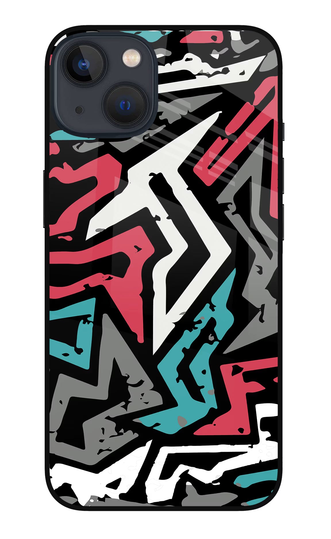 Geometric Graffiti iPhone 13 Glass Case Back Cover by Casekaro
