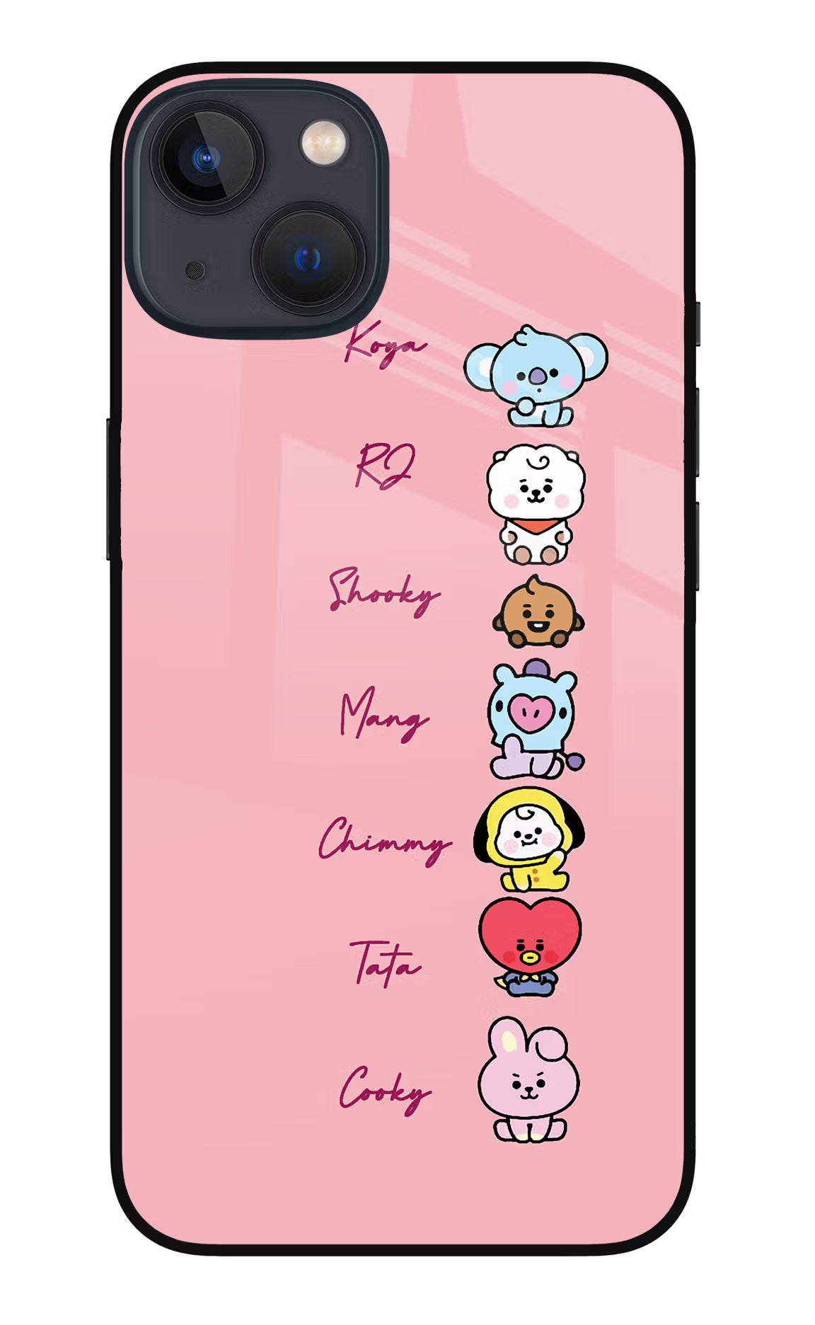BTS names iPhone 13 Glass Case Back Cover by Casekaro