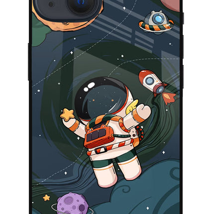 Cartoon Astronaut iPhone 13 Glass Case