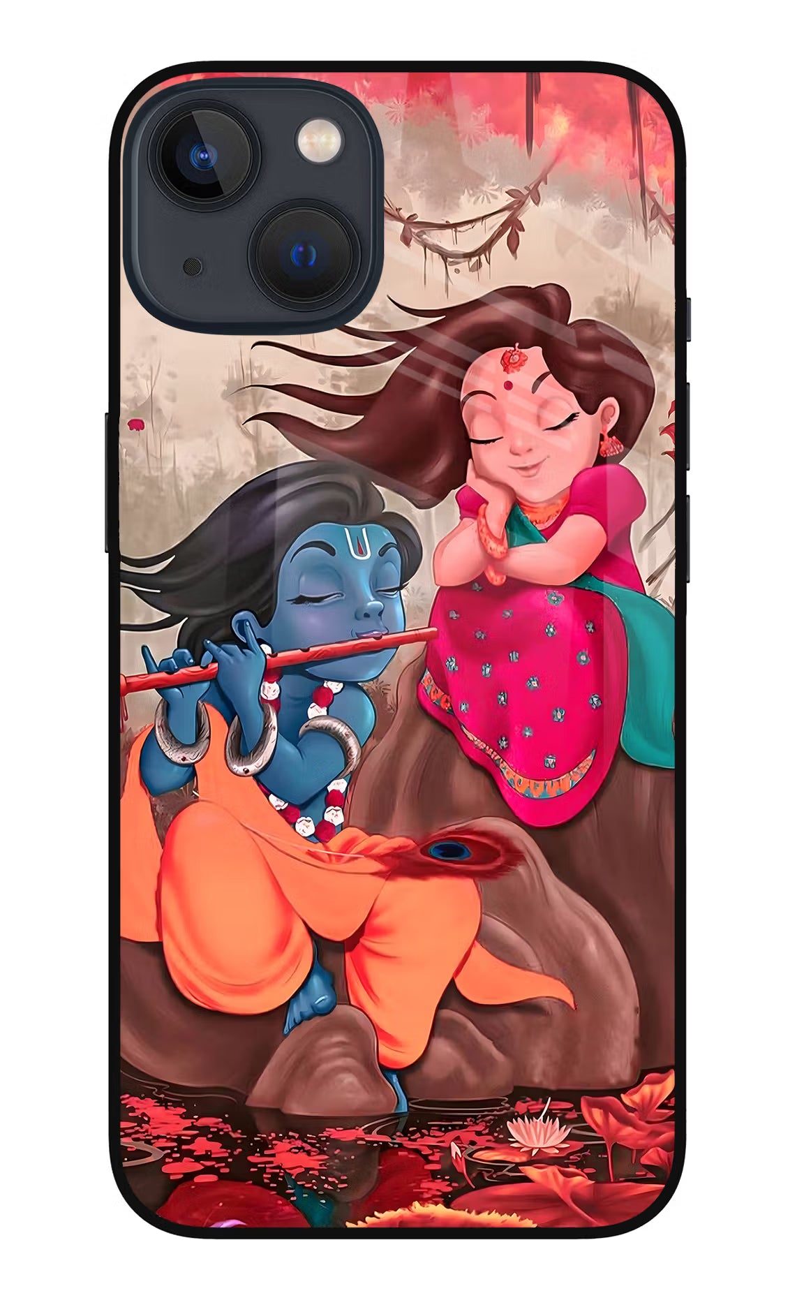 Radhe Krishna iPhone 13 Glass Case Back Cover by Casekaro