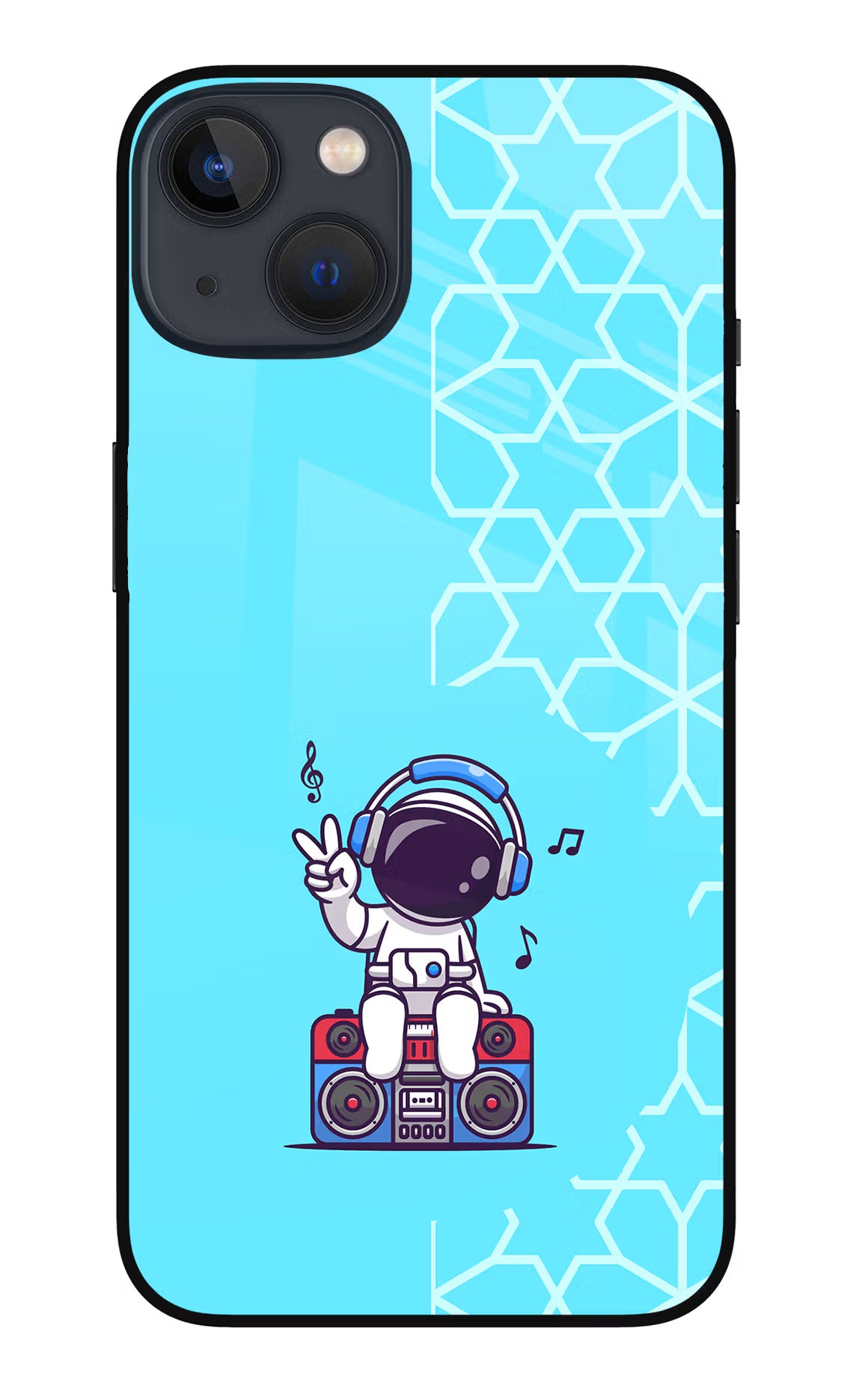 Cute Astronaut Chilling iPhone 13 Glass Case Back Cover by Casekaro