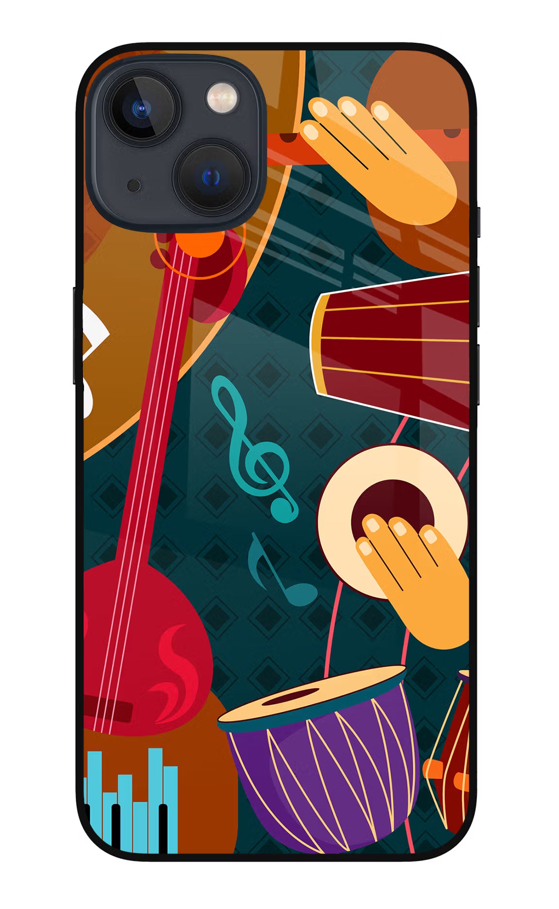 Music Instrument iPhone 13 Glass Case Back Cover by Casekaro