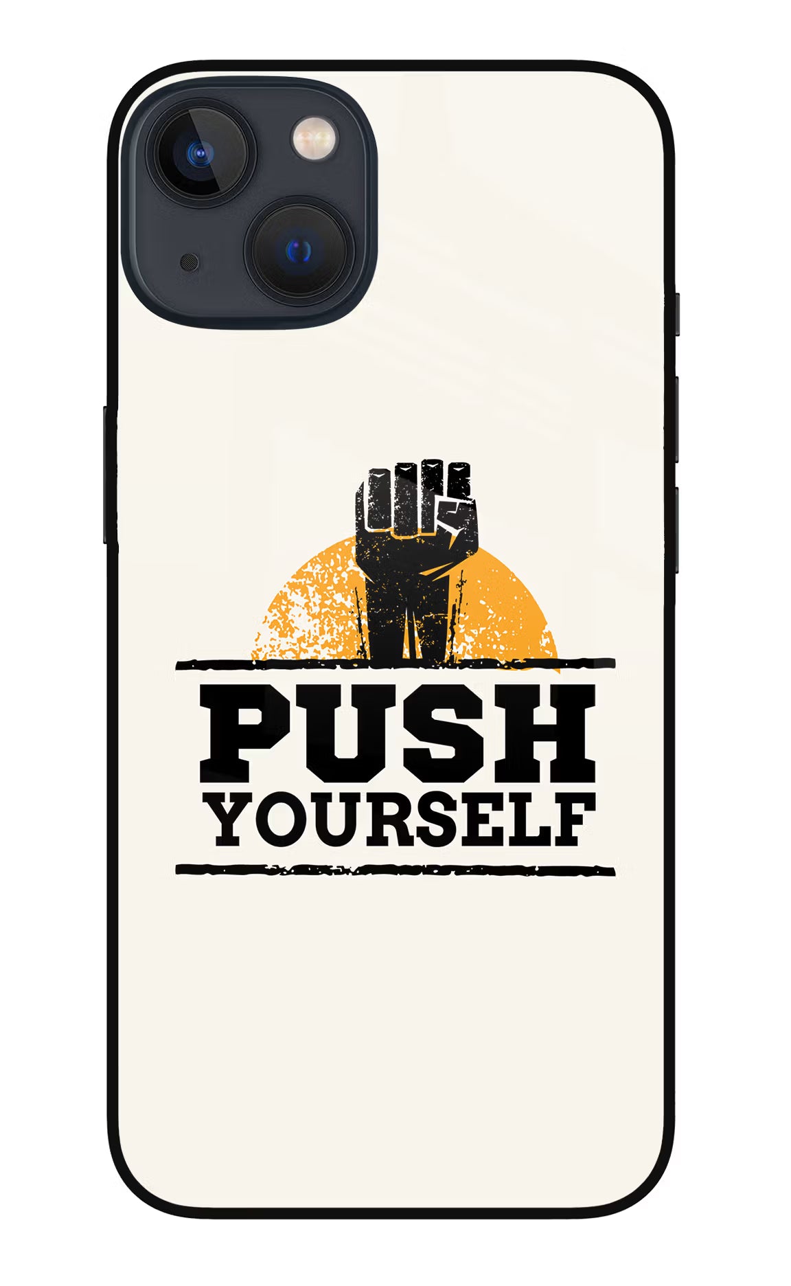 Push Yourself iPhone 13 Glass Case Back Cover by Casekaro