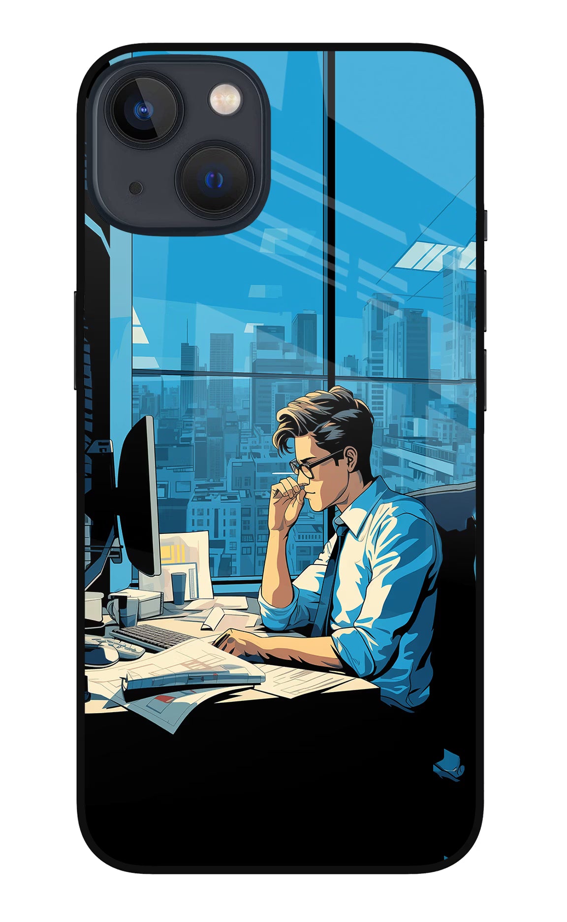 Focused Hustler (AI Generated) iPhone 13 Glass Case Back Cover by Casekaro