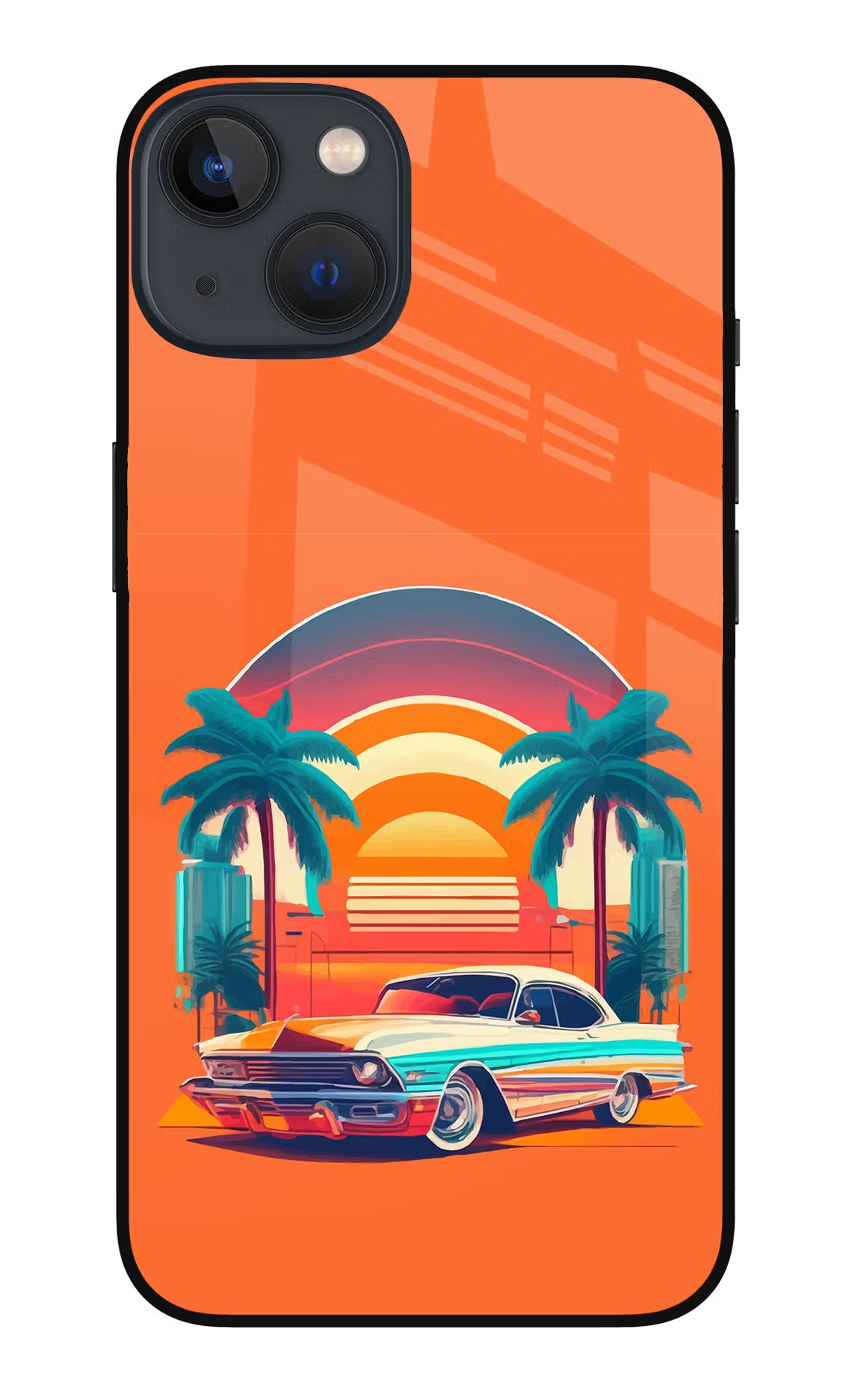 Palm Drive 80s iPhone 13 Glass Case