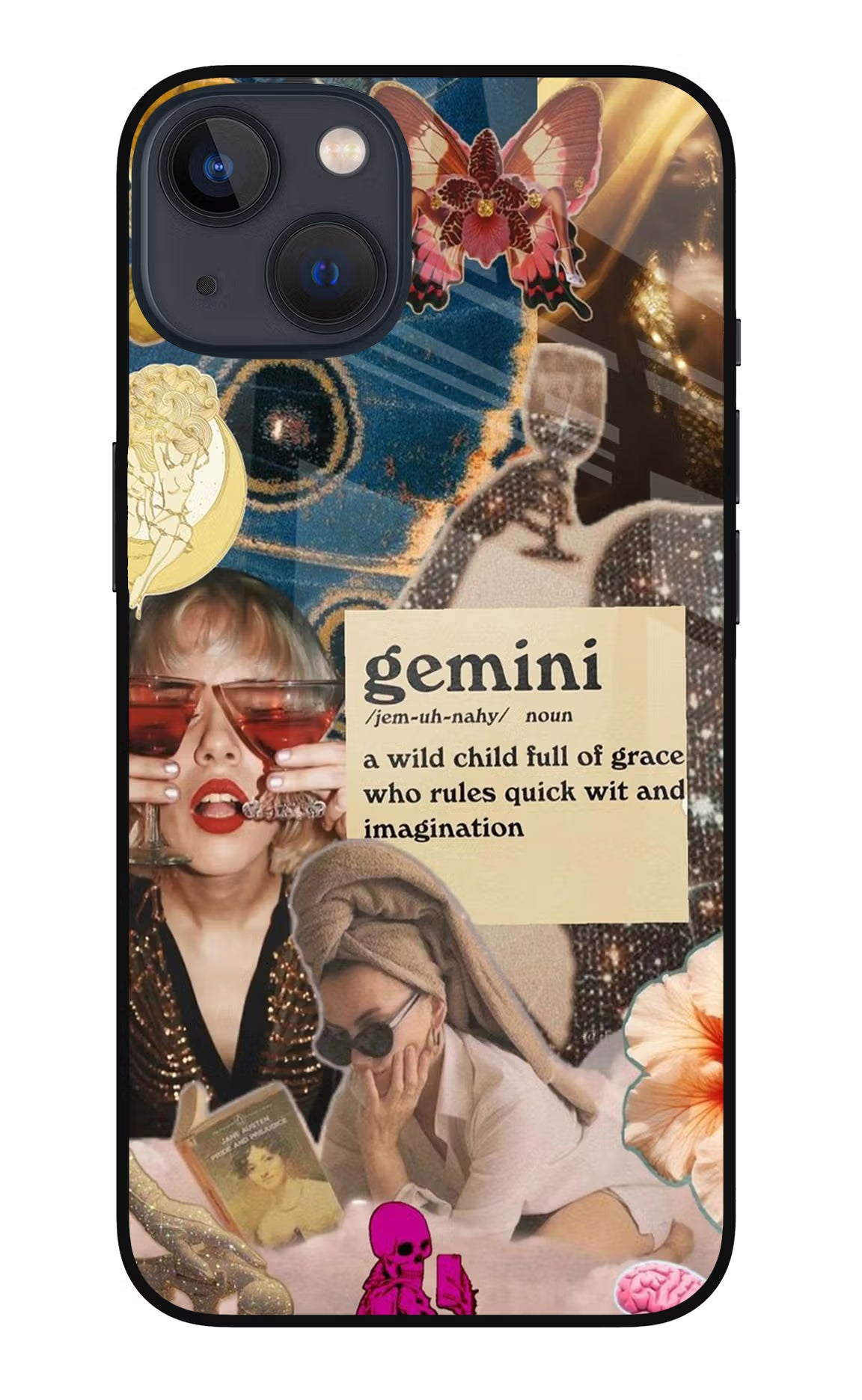 Gemini Zodiac iPhone 13 Glass Case Back Cover by Casekaro