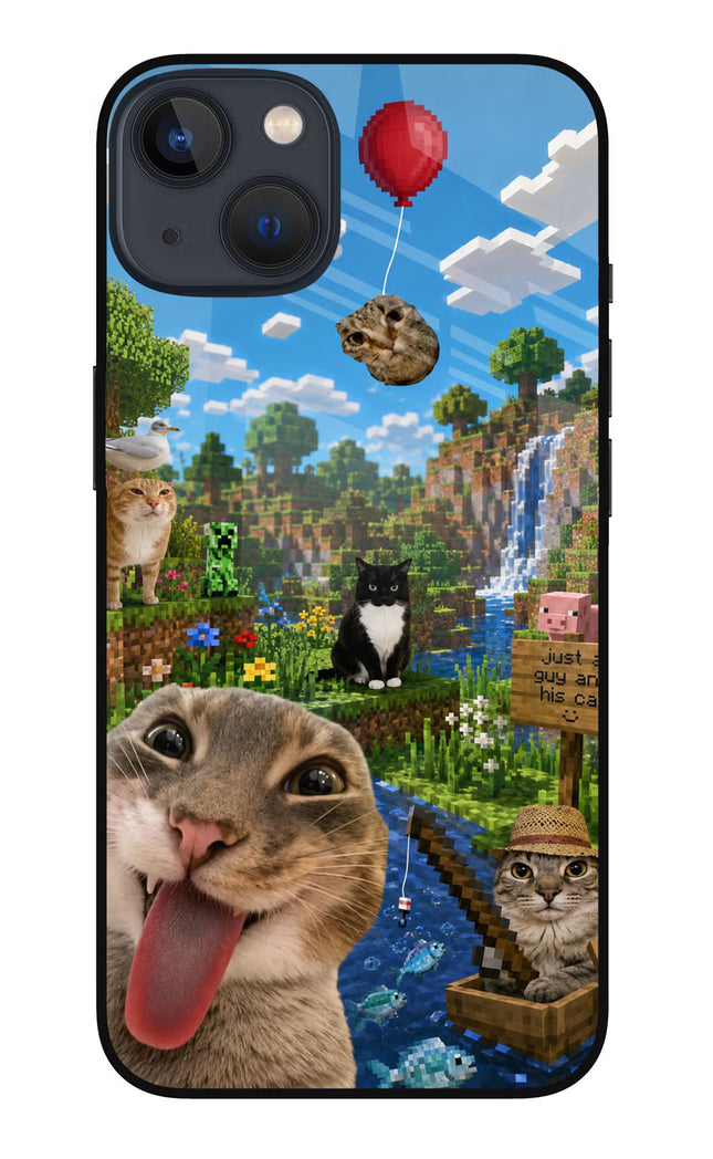 Minecraft Cat Chaos iPhone 13 Glass Case