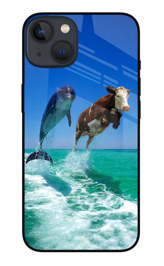 Dolphin vs Cow iPhone 13 Glass Case