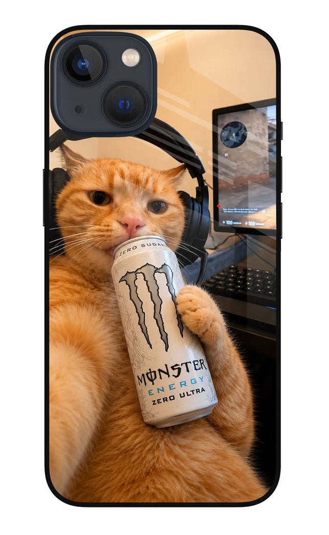 Gamer Cat Energy iPhone 13 Glass Case