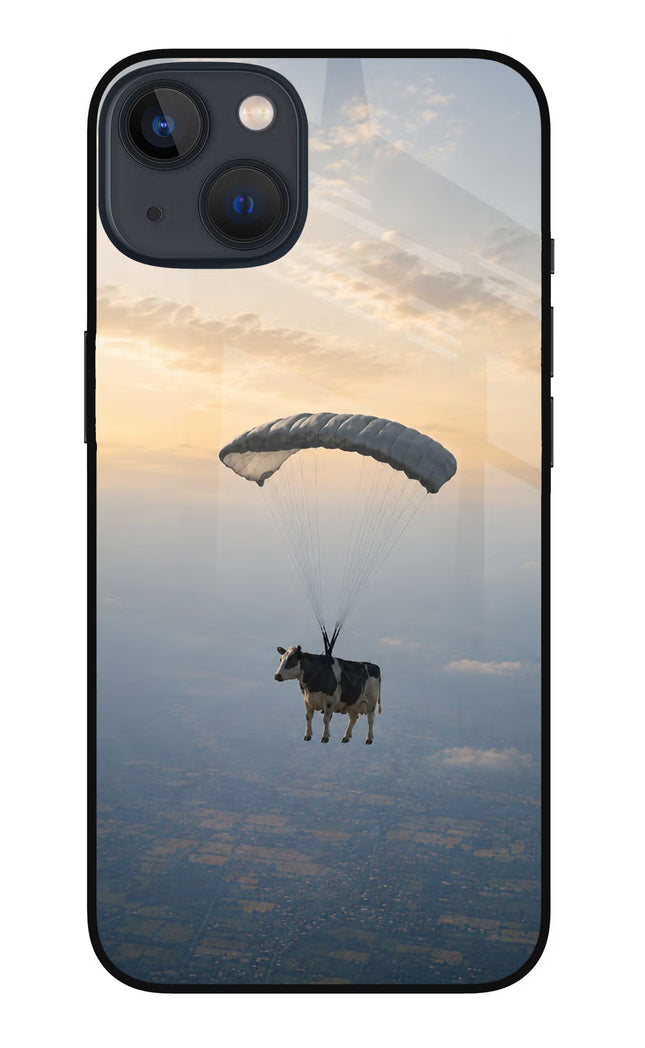 Skydiving Cow iPhone 13 Glass Case