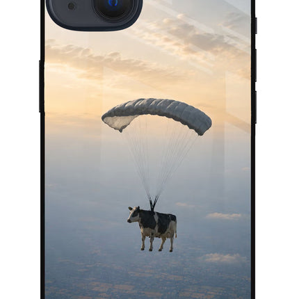 Skydiving Cow iPhone 13 Glass Case Back Cover by Casekaro