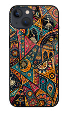 Folk Print iPhone 13 Glass Case