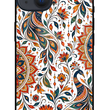 White Mayura iPhone 13 Glass Case