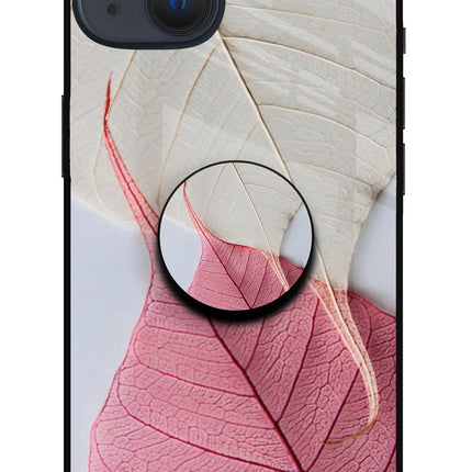 White Pink Leaf iPhone 13 Glass Case