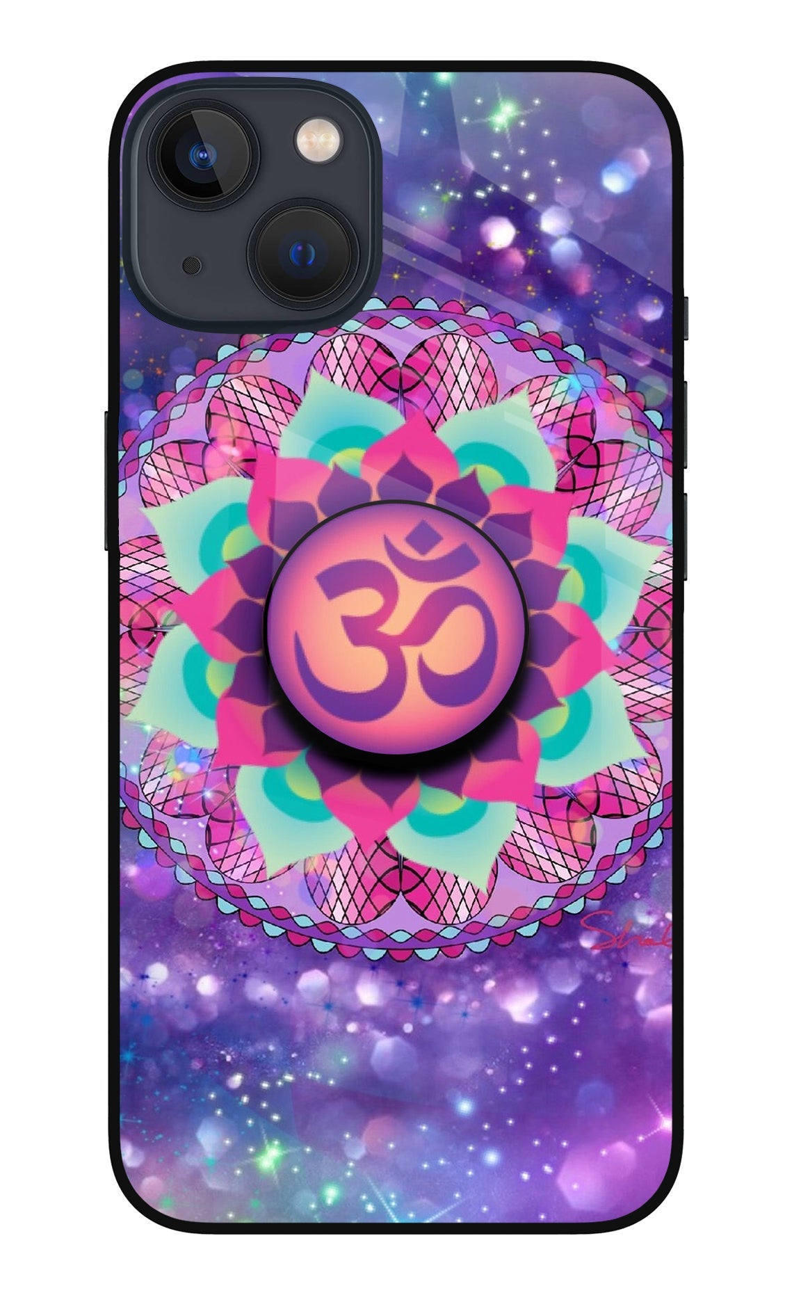 Om Purple iPhone 13 Glass Case