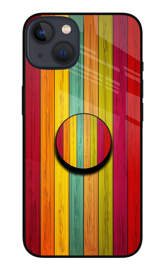 Multicolor Wooden iPhone 13 Glass Case